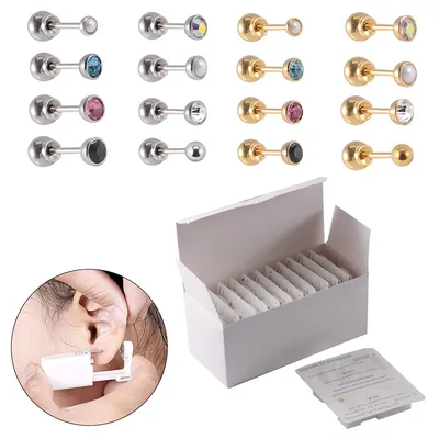 24PCS/BOX Disposable Sterile Ear Piercing Unit Cartilage Tragus Helix Self Piercing Gun NO PAIN