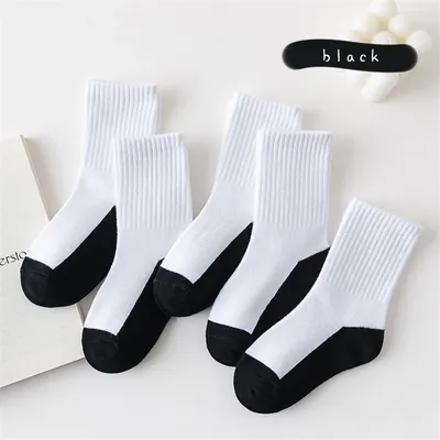 5 Pair Spring Autumn Children Socks Cotton Girl Boy Baby Warm Soft White Black Gray For Winter
