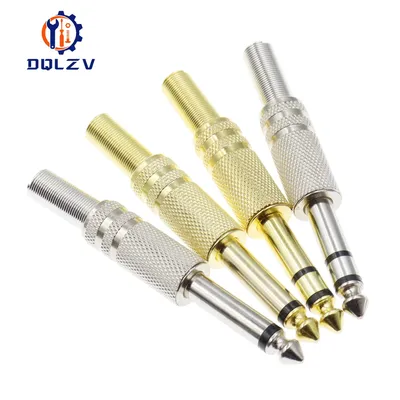 Gilding 6.35MM Jack Plug Male Mono Audio Connector Adapter 1/4Inch Male Soldering Audio Stereo