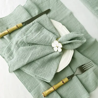 100pcs Sage Green Cotton Cloth Napkins Gauze 30x30cm for Wedding Decoration Everyday Use Dinner Tea