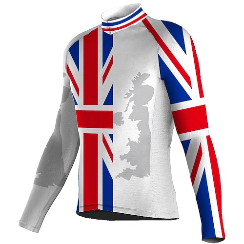 Herren Radtrikot UK Langarm Fahhrad Trikot Oberteil mit 3 Gesäßtaschen Mountainbike MTB Straßenradsport Schnelltrocknend Reflektierende Streifen Leichtes Material Rückentasche Sport Gelb Rot Image