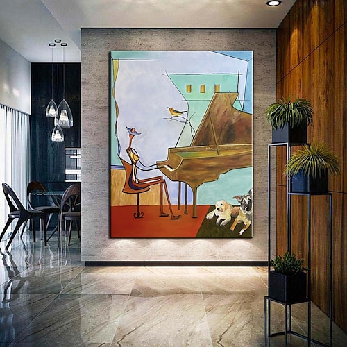 handgemaltes abstraktes Klavier-Ölgemälde, handgefertigtes Musikzimmer-Kunstgemälde, modernes Ölgemälde mit abstrakter Figur, Ölgemälde, Musikgemälde, abstrakte Kubismuskunst, figurative Kunst, Image
