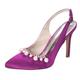 ZhiQin Backless Wedding Shoes with Rhinestone Women Pointed Toe Slingback Bridal Satin Pumps High Heel Prom Shoes,Purple,8 UK