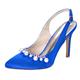 ZhiQin Backless Wedding Shoes with Rhinestone Women Pointed Toe Slingback Bridal Satin Pumps High Heel Prom Shoes,Blue,8 UK