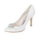 ZhiQin Wedding Shoes with Rhinestone Women Pointed Toe Slip on Bridal Satin Pumps High Heel Prom Shoes,White,8 UK