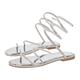 blingqueen Strappy Heels for Women Slide Flats Sandals Slide Sandals Studded Crystals Heels Sandals Round Toe Tie Up Gladiator Casual Walking Prom Brial Party Dress Silver Heels Size 11