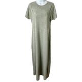 Lularoe Dresses | Lularoe Women's Maria Maxi Dress Xs Gray & Green Striped Short Cap Sleeve Long | Color: Gray/Green | Size: Xs
