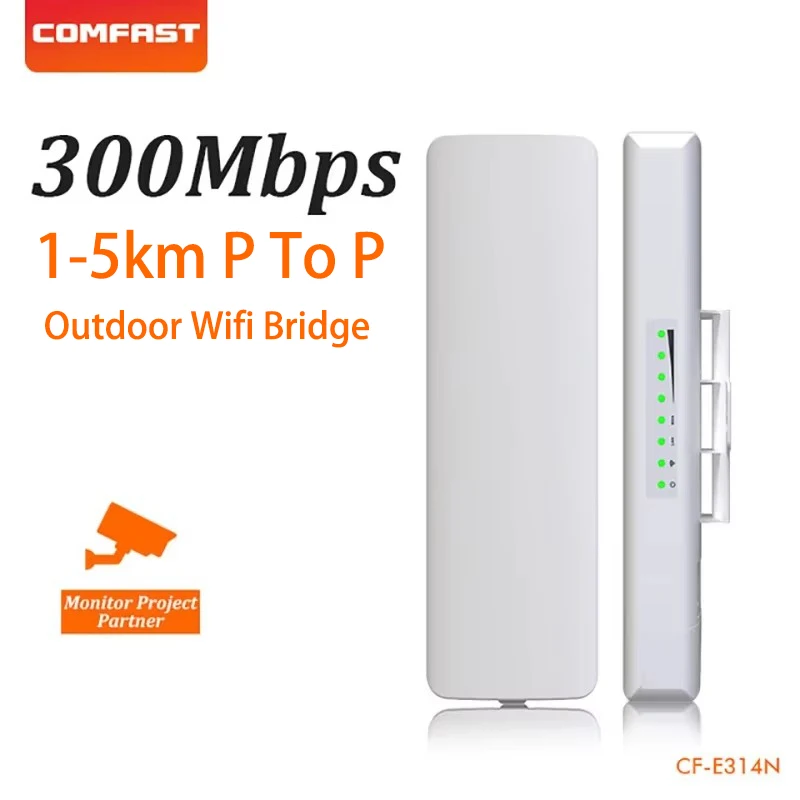COMFAST 3-5 km Outdoor-WLAN-Brücke, große Reichweite, Netzwerküberwachung, CPE p bis p, WLAN-Signal-Extender, Router, AP-Zugangspunkt, 1 Stück Image