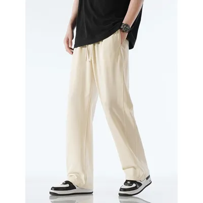 Pantalon de survêtement droit en coton léger et fin pour hommes pantalon de survêtement