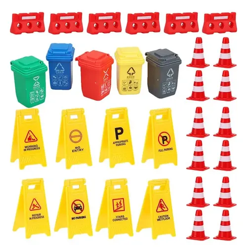 1 Satz Verkehrs zeichen Straßen schilder für Zug garnituren Müll recycling LKW Spielzeug Simulation