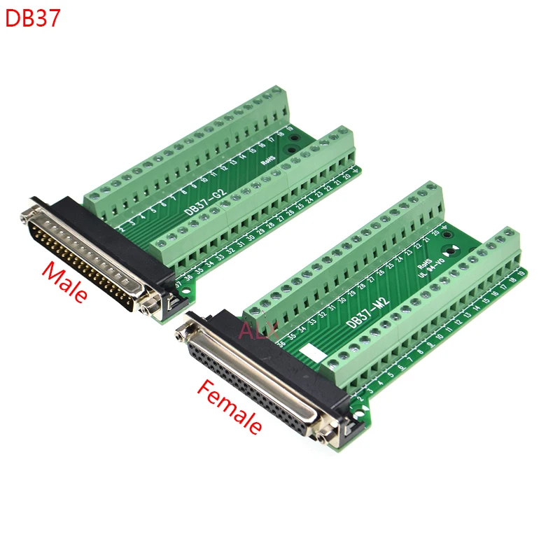 1PCS DB37 37PIN 2 ZEILE männlich buchse zu terminal adapter D-SUB konverter 37 pin terminal board Signal Modul Image