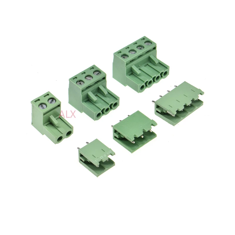 10Sets 2edg 2/3/4/5/6/7/8/9 Pin Schraube Terminal Block Stecker 5,08mm Pitch Stecker + Gerade Pin Header Buchse Für PCB 2p 3p 4p Image