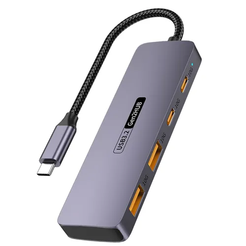 USB C Hub 4-in-1 USB C Adapter 2*10 gigabyte/sek USB 3 2 Daten ports 2*10 gigabyte/sek USB C Hoch