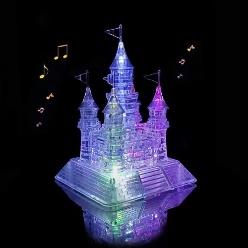Kristall puzzle DIY schönes Schloss Gebäude 3d Puzzle montiert Puzzles mit musikalischen &