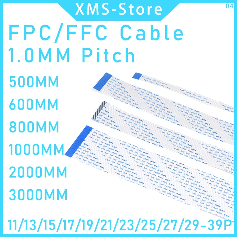 2 pz FPC FFC cavo nastro flessibile piatto 9/11/13/15/17/19/21/23/25/27/29 passo 0.5MM 1.0MM 500MM/600MM/800MM/1000MM/2000MM/3000MM