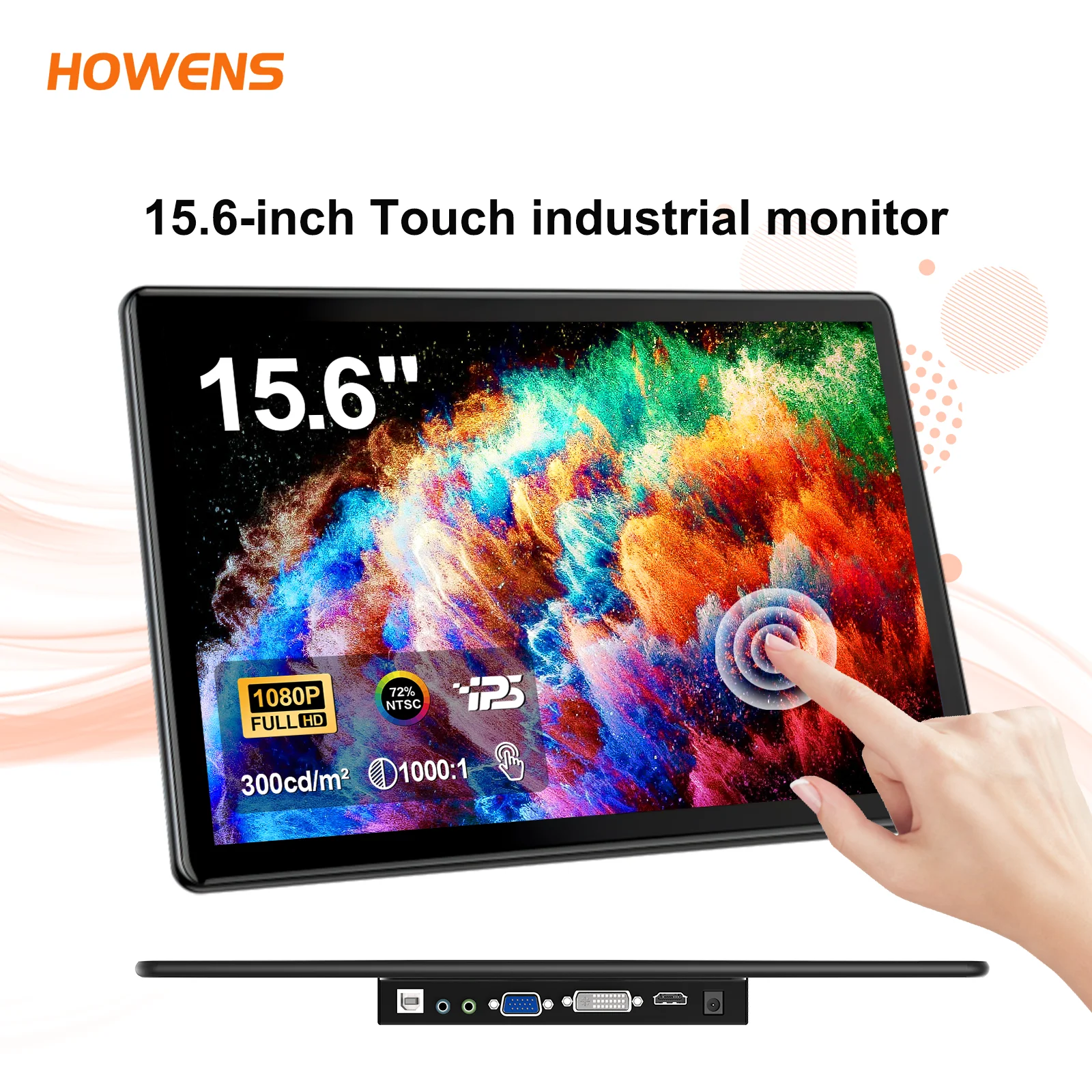 15,6-Zoll-Touch-Monitor FHD 1920 * 1080 Bildschirmanzeige HDMI DVI VGA 75 * 75 VESA Typ-C Wie funktionsfähig und erweitert den Touchscreen-Monitor Image