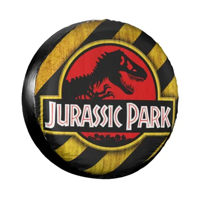Jurassic Park Logo Yellow Spare Tire Cover for Giant Dinsaur Car Wheel Covers 14" 15" 16" 17" Inch