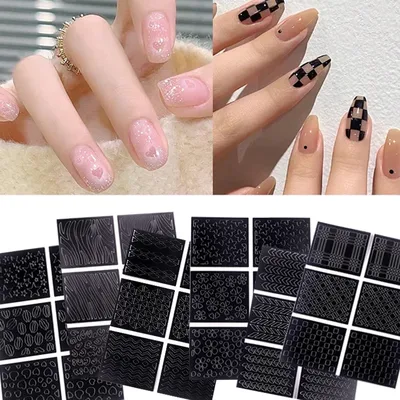 TSZS 6Pcs Airbrush Stencil For Nails Liner Flower Stars Pattern Hollow Nail Sticker Templates For