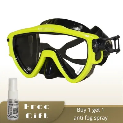 Scuba Diving Mask with flashlight Bracket, Liquid Silicone Face Mask,Tempered Glass, Anti-Fog