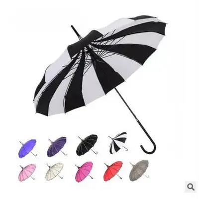 (10 pcs/lot) Creative Design Black And White Striped Golf Umbrella Long-handled Straight Pagoda
