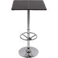 Table de bar / table haute Chicago, avec repose-pied, 63x63x110cm, noir