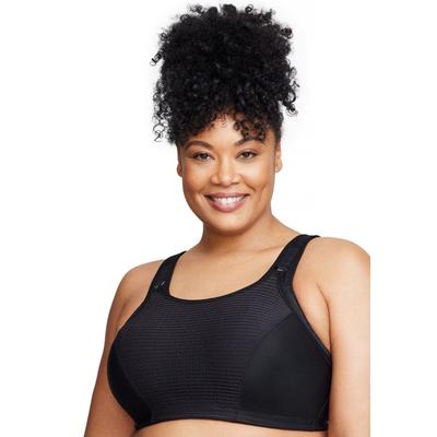 Plus Size Women's Full Figure Plus Size Custom Control Sports Bra Wirefree #1166 Bra by Glamorise in Solid Black (Size 36 C)