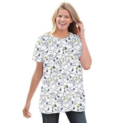 Plus Size Women's Peanuts White Snoopy Print Crewneck Tee by Peanuts in White Snoopy Print (Size M)