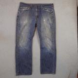 Levi's Jeans | Levi's 514 Jeans Men's 36x30 Straight Fit Blue Denim Five Pocket Distressed | Color: Blue | Size: 36