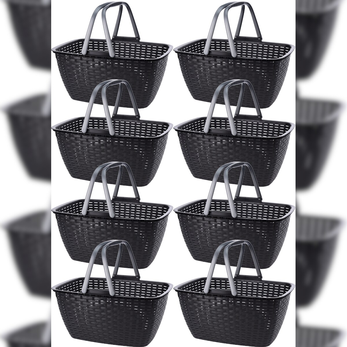 8x Einkaufskorb Tragetasche Korb 43x30x21,5cm Kunststoff 23L Tragegriffe Einkaufen Image