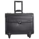 4 Wheel Spinner Leather Pilot Case Flight Carry on Cabin Bag Business Laptop HOL966 Black