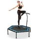 ONETWOFIT 48" Silent Mini Trampoline with Adjustable Handle Bar Fitness Trampoline Bungee Rebounder Jumping Cardio Trainer Workout for Adults or Kids Blue
