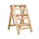 XXLI Stepladders 3 Steps Climb Ladders Folding Portable Solid Wood Household Step Ladder Shelf for Kitchen or Library Multi-Purpose Folding Stool/White (Color : Wood Color)
