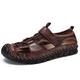 HJBFVXV Men's Sandals Men Summer Flat Sandals Beach Footwear Male Sneakers Low Wedges Shoes (Color : Dark Brown, Size : 43)