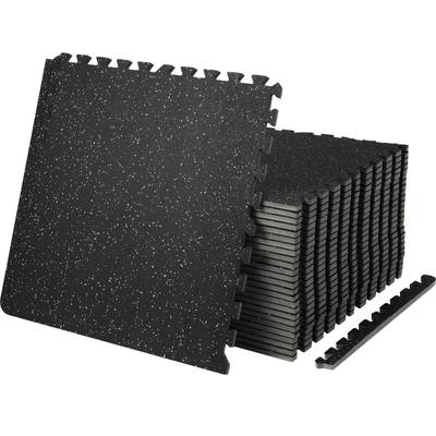 VEVOR 1/2 inch Thick Gym Floor Mats, 24" x 24" EVA Foam & Rubber Top Interlocking Workout Floor Mats , Waterproof