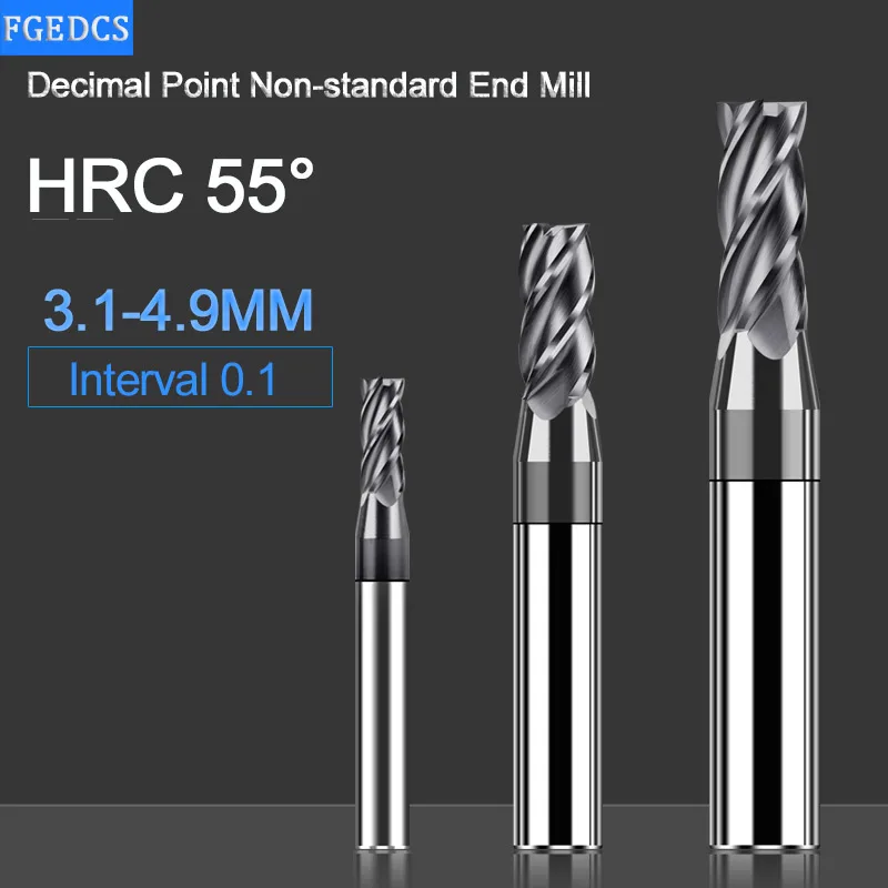 Hartmetall Wolfram Stahl Fräser 3,1 3,2 3,3 3,4 3,6 3,7 3,8 3,9 4,1 4,2 4,3 4,4 4,6 4,7 4,8 4,9 Komma Ende Mühle CNC Image