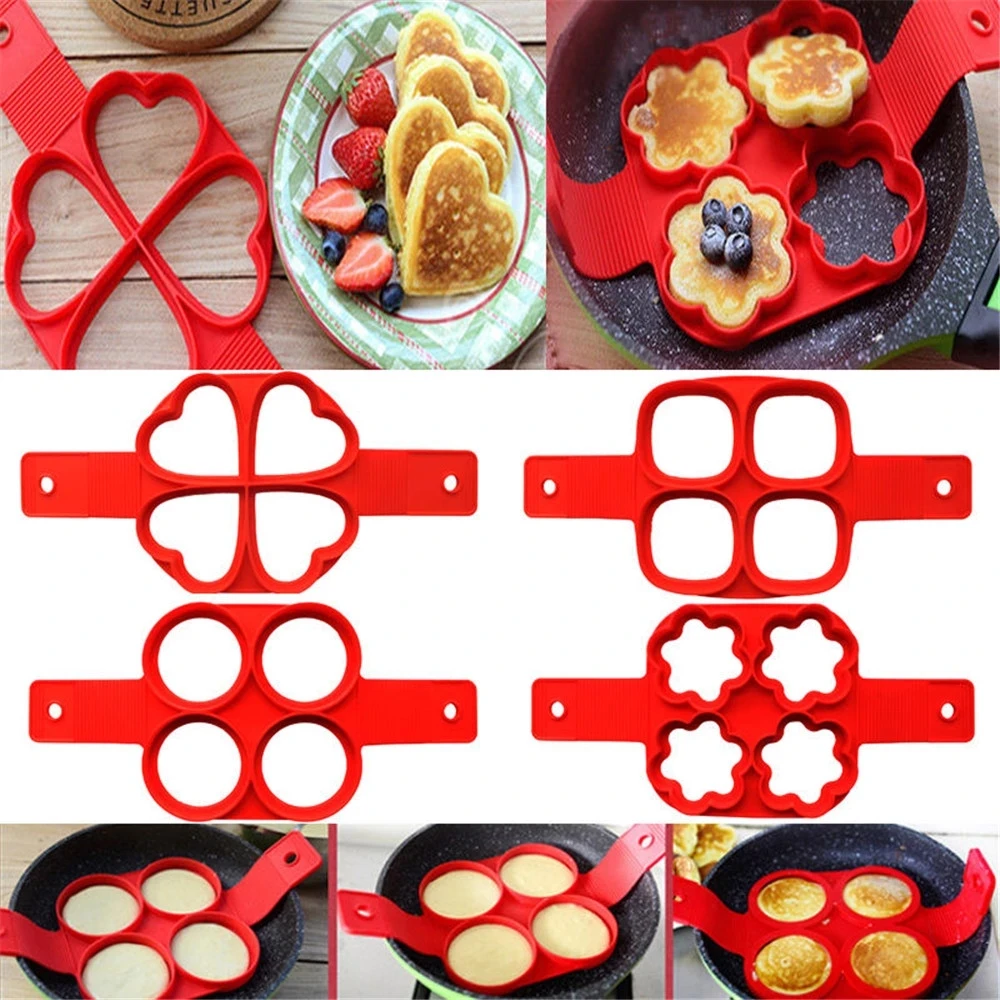 Silikon Non Stick Ei Shaper Omelett Fantastische Ei Pfannkuchen Maker Ring Küche Backen Omelett Formen Flip Herd Form Image