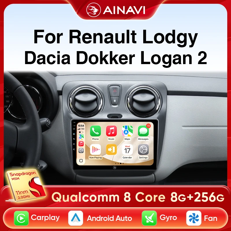 Ainavi Autoradio Für Dacia Lodgy Renault Logan 2 Sandero 2014 2015 2016 2017 2018 Drahtlose Carplay Android Auto Multimedia 2 Din Image