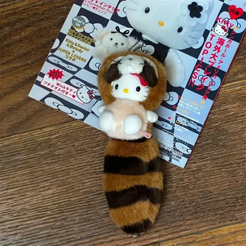 Sanrio Hallo Kitty Plüschtiere Schlüssel bund Anime kleine Waschbär Kitty niedlichen Stofftier