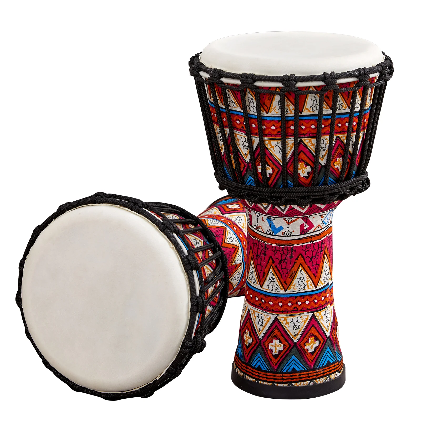 8-Zoll tragbare afrikanische Trommel Djembe Handtrommel mit bunten Kunstmustern Percussion Musikinstrument Image