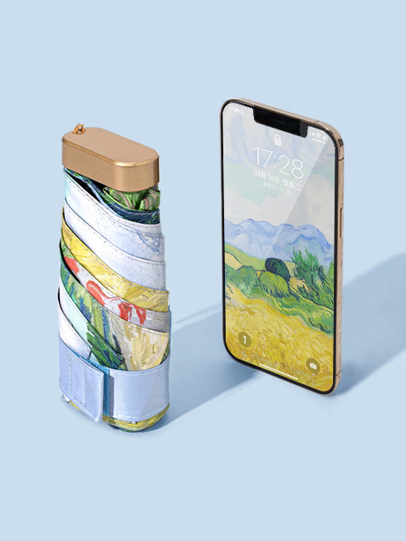 Mini-Sonnenschirm, Regenschirme, Anti-UV, 6-fach faltbarer Sonnenschirm, tragbar, leicht, für Damen und Herren, Taschen-Sonnenschirm, Regenschirm für Reisen Image