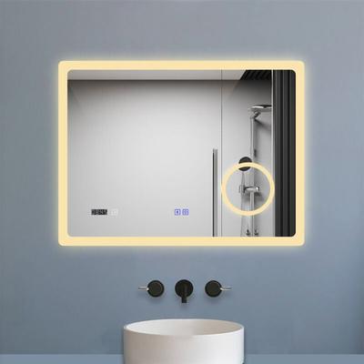 Duschparadies-de - led Badezimmer Spiegel mit Bluetooth Uhr 3-fache Vergrößerung Beschlagfrei