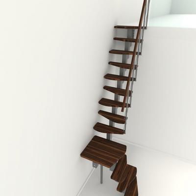 Minka Mittelholmtreppe Quatro Turn 1/4 gewendelt grau Raumspartreppe, Walnuss Image