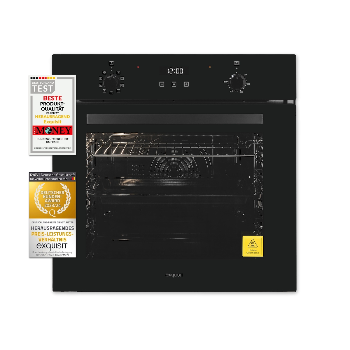 Exquisit Einbaubackofen EBE278-H-020 schwarz | Energieeffizienzklasse A | 59,0 l Garraum | Einbaubackofen 60 cm Image