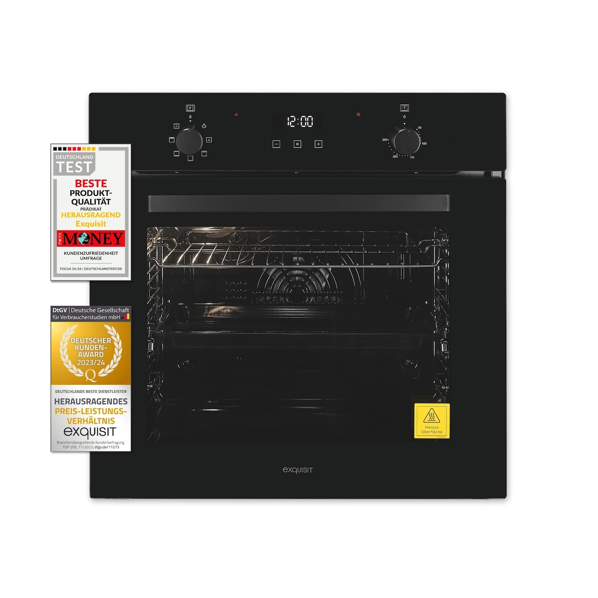 Exquisit Einbaubackofen EBE278-U-020 schwarz | Energieeffizienzklasse A | 75,6 l Garraum | Einbaubackofen 60 cm Image