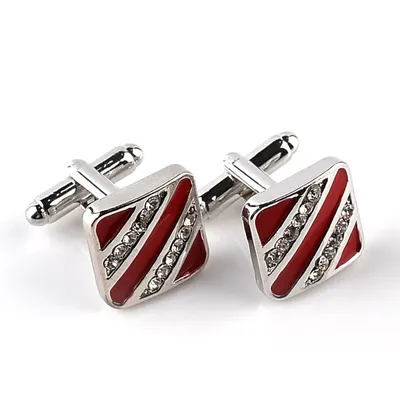 New Fashion Two-color Square Simple Cufflinks Mens Red/Black Enamel Luxury Business Cuff Links