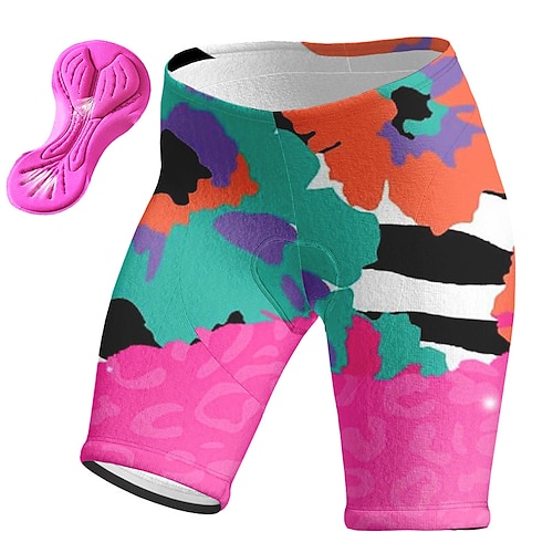 Damen Grafik Fahrradhose Fahhrad Gepolsterte Shorts / Chamois Unterteile Mountainbike MTB Straßenradsport Sport 3D-Polster Radfahren Schnelltrocknend Feuchtigkeitsableitend Rosa Rot Spandex Bekleidung Image