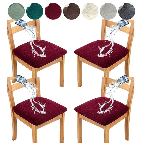 4 stücke Stuhlhussen wasserdichte esszimmerstuhl abdeckung hocker stuhl abdeckung jacquard blätter hussen Image