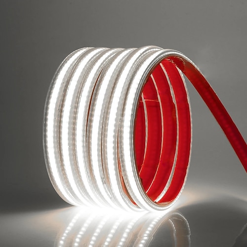 Wasserdichtes COB-LED-Lichtband mit Dimmerschalter, Lichtband für Pools, EU-Stecker, 288 LEDs/m, dimmbares, selbstklebendes, hochhelles LED-Band, wasserdichte Außenlampe, 1–5 m, 220 V Image