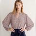 J. Crew Tops | J.Crew Puff Sleeve Floral Print Top Women's Size M Long Puff Sleeve Eyelet | Color: Brown/Purple | Size: M