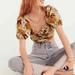 J. Crew Tops | New J Crew Puff Sleeve Organic Cotton Crop Top Size Large In Zinnia Floral Brown | Color: Brown/Cream | Size: L